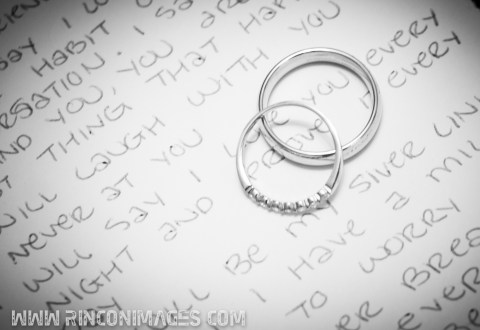 Wedding Rings on top of Vows