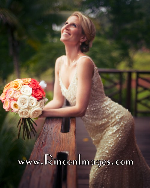 Bridal portrait of Suzanne on her balcony before the wedding - Rincon, Puerto Rico Wedding Photographer