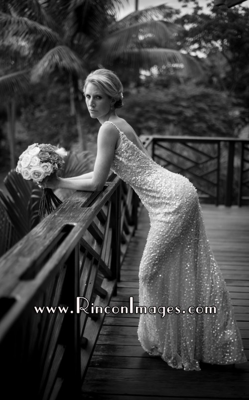 Sexy and Mysterious Black and White bridal portrait. Rincon, Puerto Rico Wedding Photographer. 