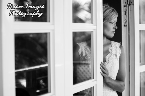 Black and white wedding photography of a bride in Rincon, Puerto Rico.
