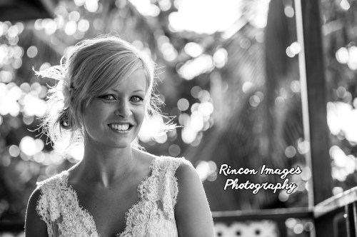 Black and white wedding photography of a bride in Rincon, Puerto Rico.