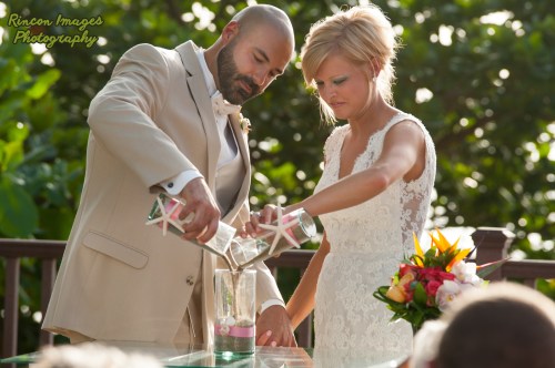 Sand Ceremony at the Rincon light house. Wedding photographer Rincon Puerto Rico