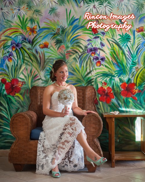 Photograph of the Bride in her hotel room at Villa Cofresi before the wedding ceremony. Photography by Rincon Images Photography, Rincon, Puerto Rico. Wedding photographer Rincon, Puerto Rico.