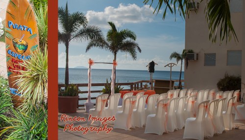The ceremony set up at Villa Cofresi Hotel and Resort in Rincon, Puerto Rico. Photography by Rincon Images wedding photographer in Rincon Puerto Rico. Wedding photography in Rincon Puerto Rico.
