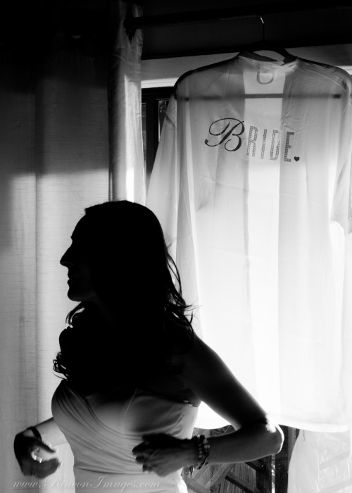 A black and white photograph of our Rincon Images bride Brooke.