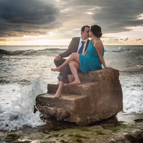 Steps beach wedding photograph, Rincon Puerto Rico. Wedding photographer Rincon Puerto Rico.