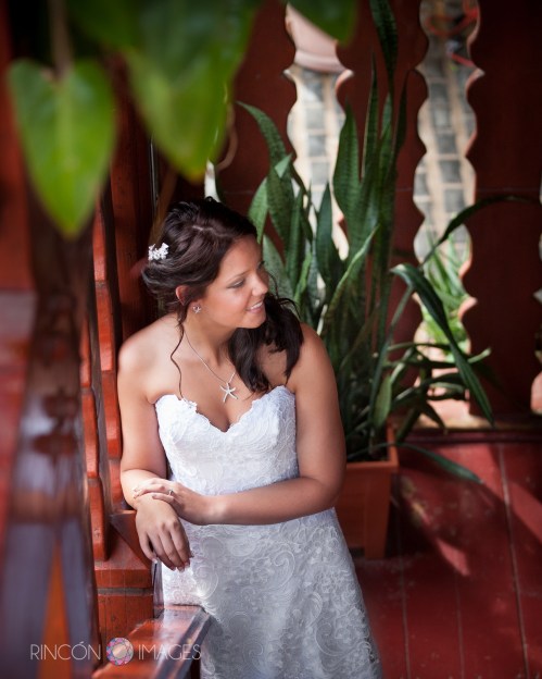 Bride wearing a white dress on her wedding day on Culebra Island in Puerto Rico. This wedding photograph was taken on Culebra Island in Puerto Rico by Rincon Images Photography.