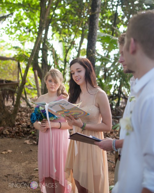 Jill's bridesmaid Chloe reading Dr. Seuss during the ceremony. This was a really light playful story with a great message.
