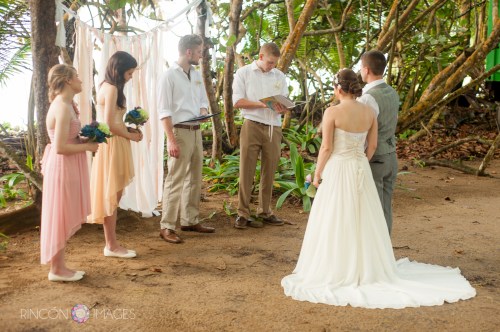 The Barefoot Yoga studio was the perfect location for this quirky wedding. The studio is located right next to the ocean and is shaded by tall sea grape trees. It is a very tranquil and beautiful venue for an intimate wedding.