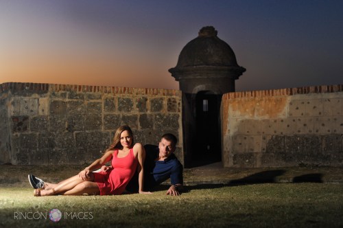 My off camera flash made this moody El Morro photograph possible. Having a variety of techniques and a selection of photography equipment makes it easy to have fun at any location any time of day. Photograph by Rincon Images wedding photographer Puerto Rico.