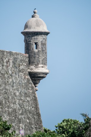 All over San Juan there are these 'garitas' or look out towers. The shape and texture of them is iconic to Viejo San Juan. I can just imagine in the past someone looking out through those tiny windows watching the horizon for sail ships coming in on the trade winds.