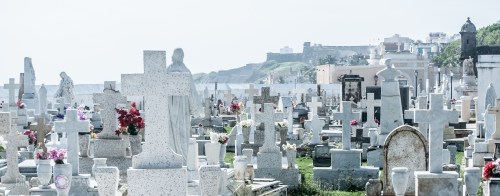 The variety of tombstones, cemetery art and statuary in this cemetery is breathtaking. Many common symbols are angels, crosses and figures of Jesus Christ or the Mother Mary looking over the tombs. In addition to these symbols there are also many mourning women and angels. One of the tombs even has statues of the surviving family members mourning around the outside of a casket. Some of the headstones are in better condition than others. The cemetery is maintained to an extent and family members still come to place silk flowers on the graves. A portion of the cemetery is currently under construction.